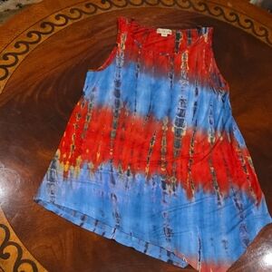 Live and Let Live Red and Blue Tie-Dye Top
